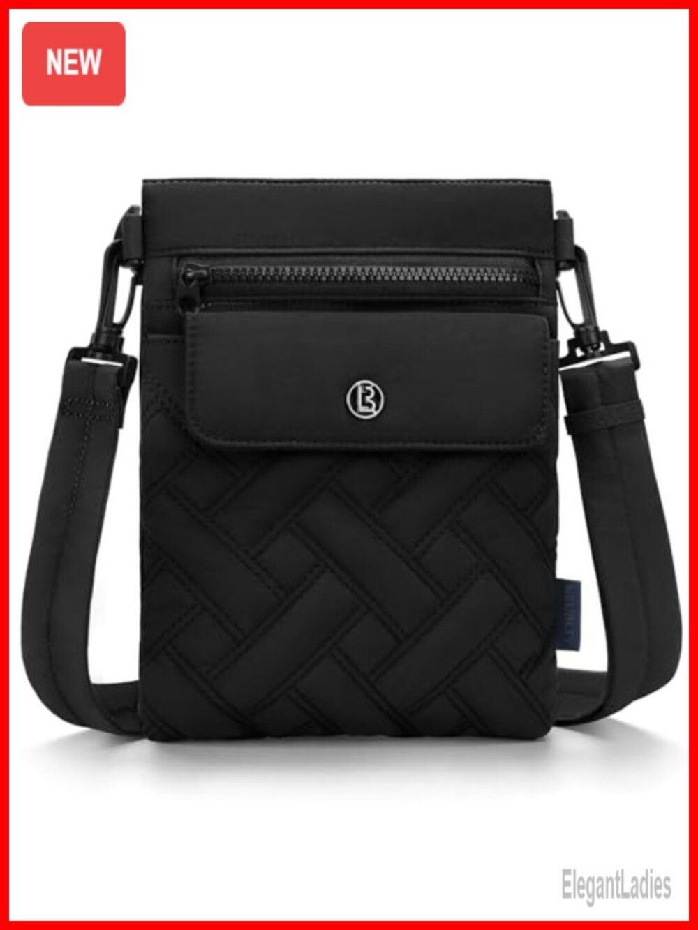 Puffer Crossbody Bag Quilted Nylon Detachable Strap Phone Purse